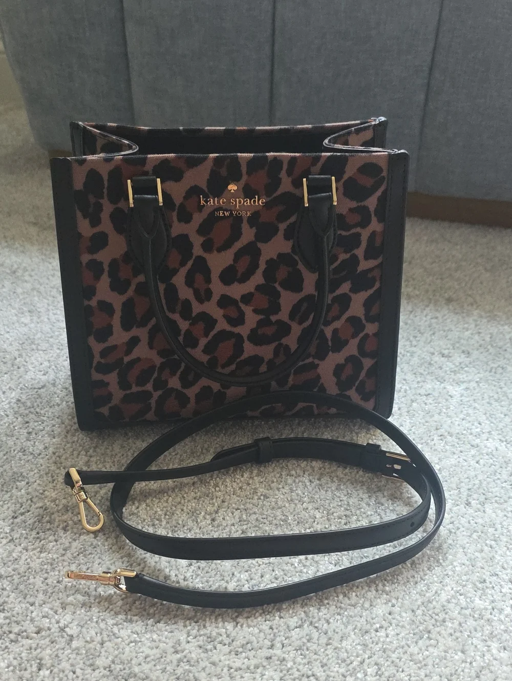 kate spade Leopard Print Crossbody Tote in Brown & Black
